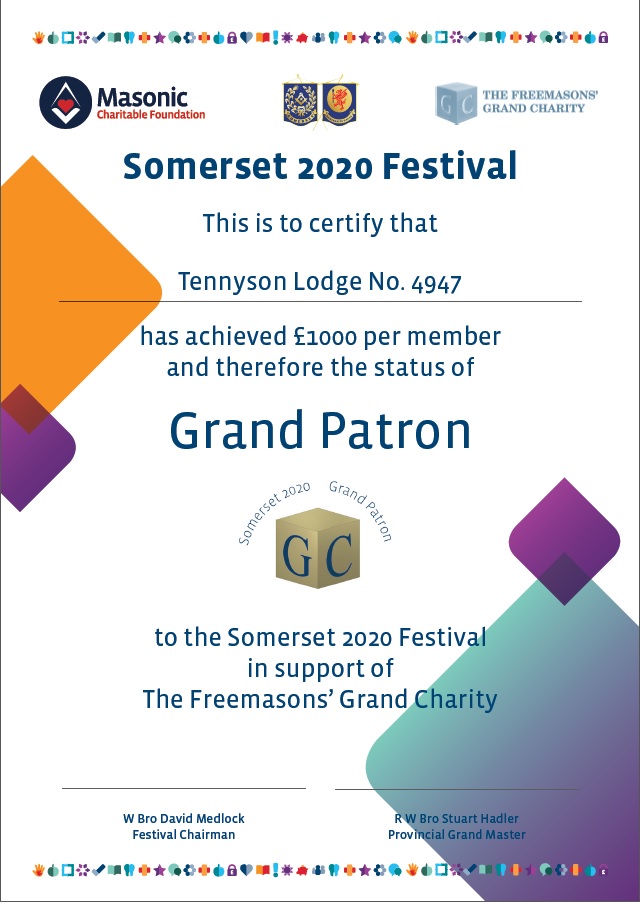 Tennyson Lodge certificate